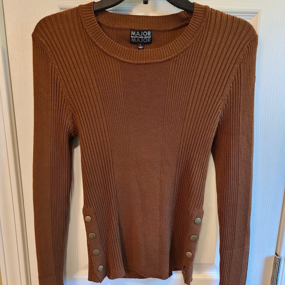 Brown Major Label Group Ribbed Top Juniors